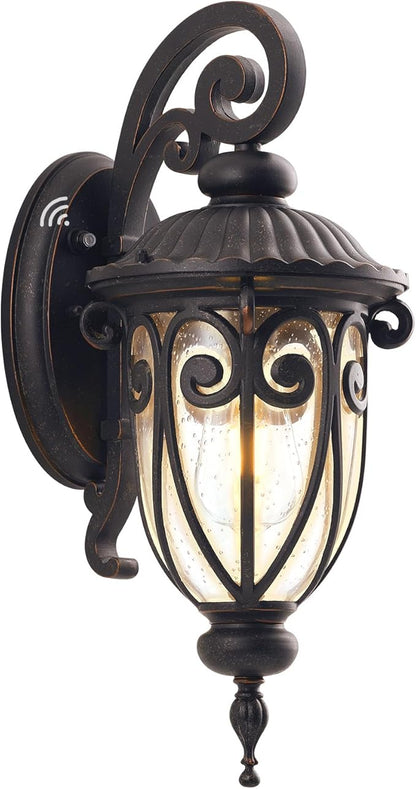 Large Dusk to Dawn Outdoor Wall Light for Garage, 23 Inch Bronze Exterior Wall Lantern Sconce for Porch, Waterproof Aluminium Light Fxitures for Outside House, Entryway, Front Door