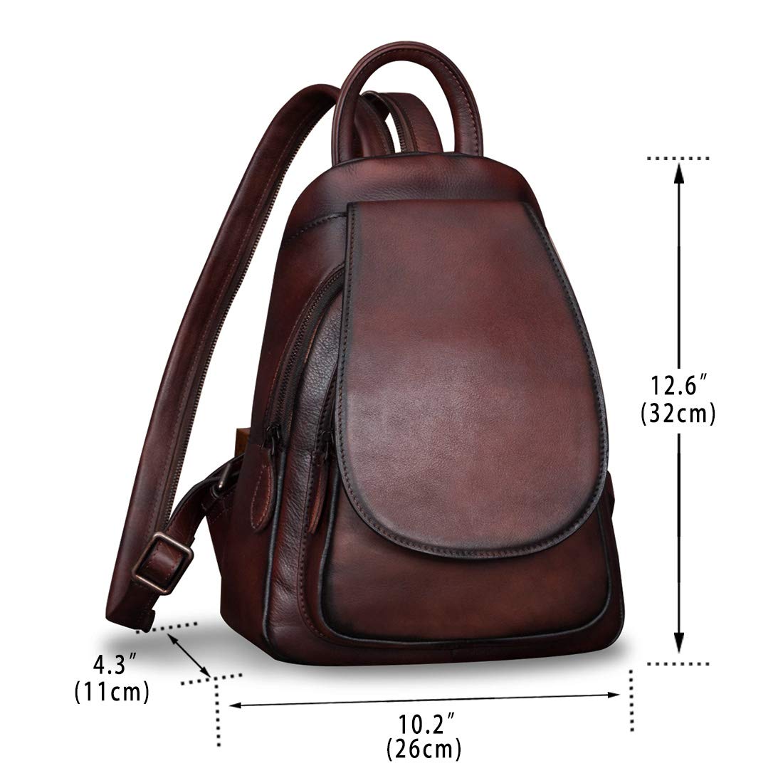 IVTG Genuine Leather Backpack for Women Shoulder Bag Fashion Designer Back Bag Classical Rucksack Casual Daypack (Coffee)