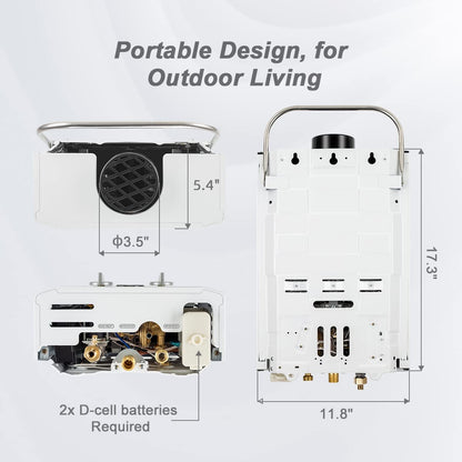 GASLAND 6L 1.58GPM Portable Propane Tankless Water Heater with 1.6 GPM Water Pump and 1/2" Twist-On Pipe Strainer
