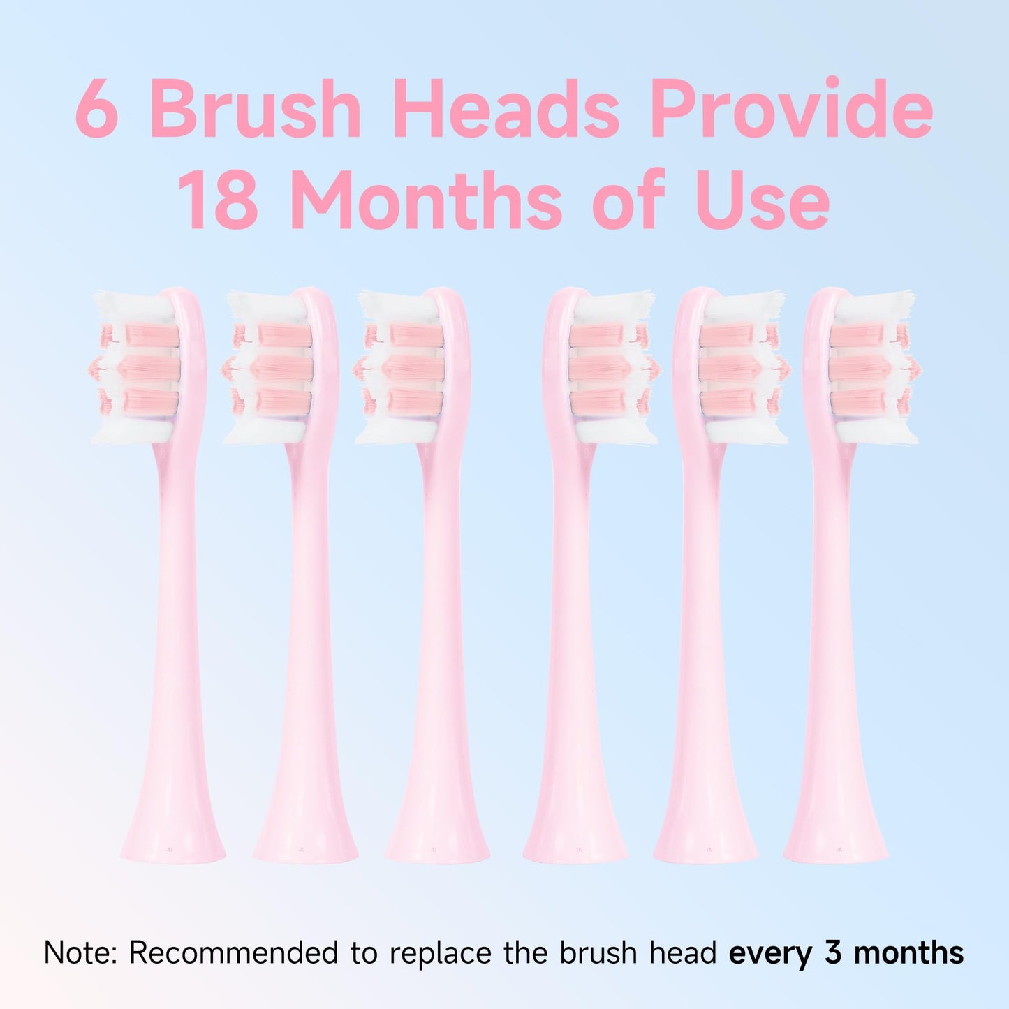 PERECT Ultrasonic Electric Toothbrush with 6 Brush Heads, 5 Modes Electric Toothbrush, Travel Rechargeable Power Toothbrush for Adults with Smart Timer &Travel Case & Soft Picks, IPX7 Waterproof, Pink