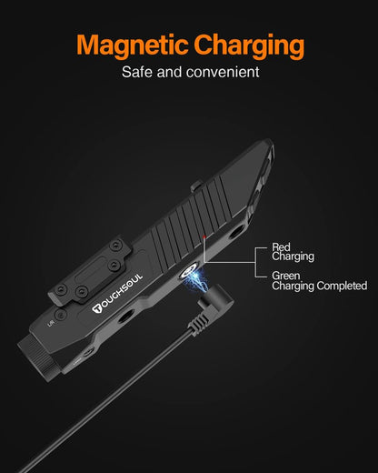 TOUGHSOUL Tactical Flashlight Green Laser Sight Combo, 1750 Lumen Picatinny Rail MLOK Mounted Rechargeable Rifle Flashlight (Green Laser)