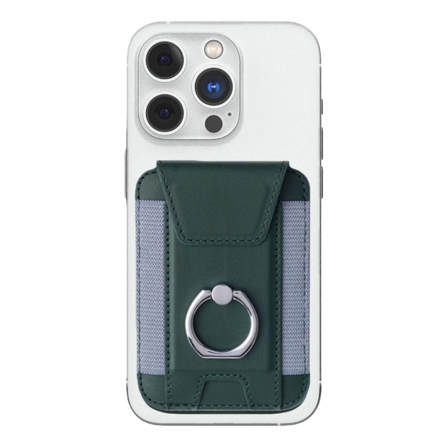 UPEWEFI for Magsafe Wallet, Slim Magnetic Card Wallet with Grip, 7 Cards Holder RFID Blocking, Ring Stand Stick on Wallet with Privacy Flap (Green)