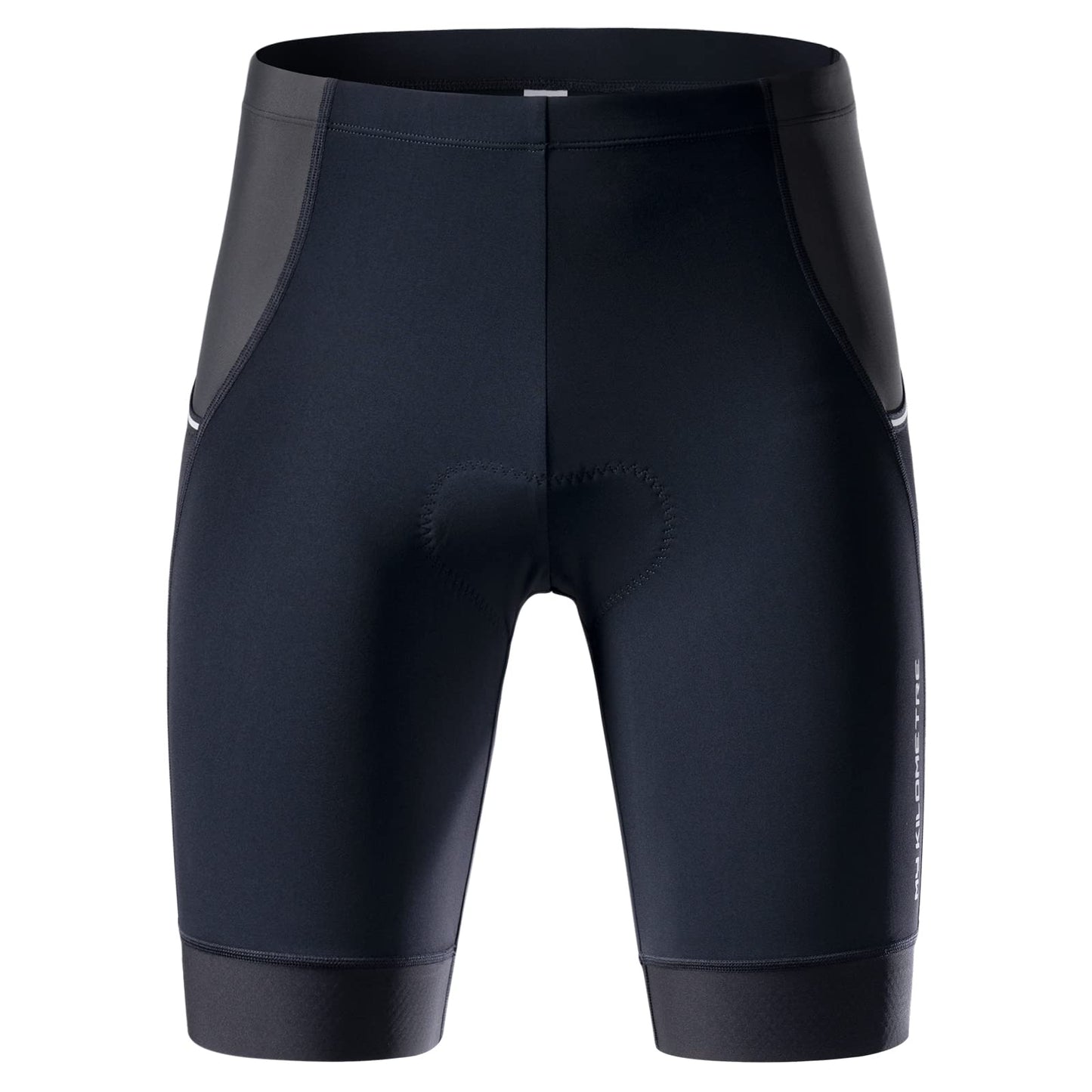 MY KILOMETRE Mens Triathlon Shorts with Adjustable Drawstring Easy Reach Leg Pockets Chamois for Long-Distance Tri Race (Pure-Black X-Large)