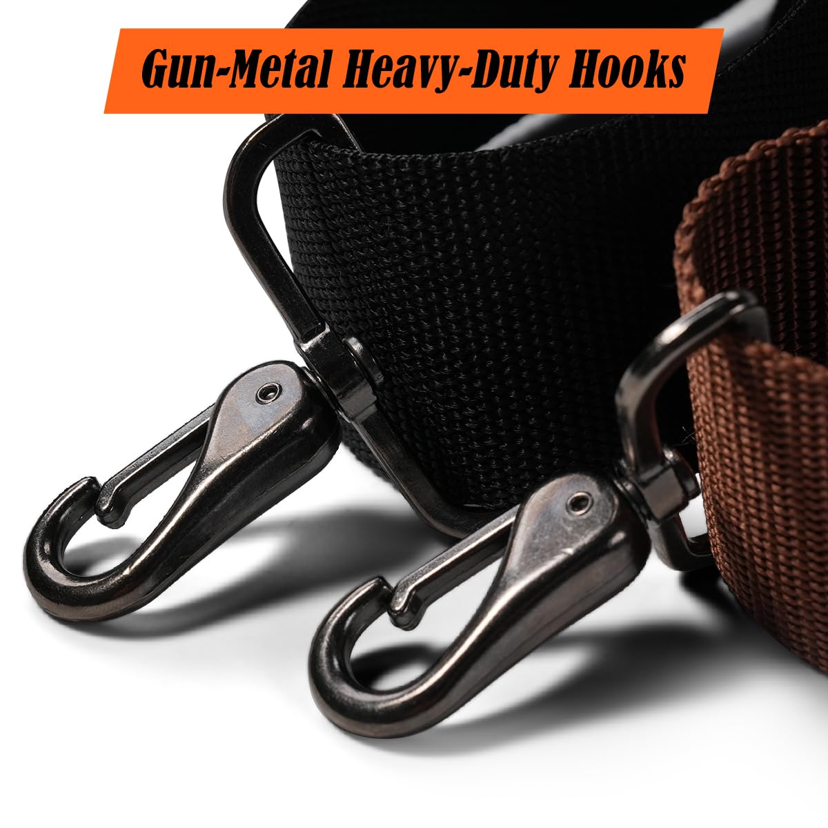 WELKINLAND 2-Piece Sets Black & Brown Work Suspenders, Heavy Duty Suspenders for Men, 2Inch-Wide Mens Suspenders Hooks Belt Loop for Seniors, Black Mens Suspender Jeans, Brown Suspender Men Gift