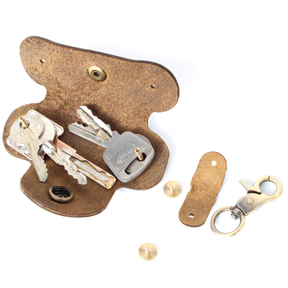 Handmade Thick Cowhide Hook Small Key Bag Keycases key organizer Vintage