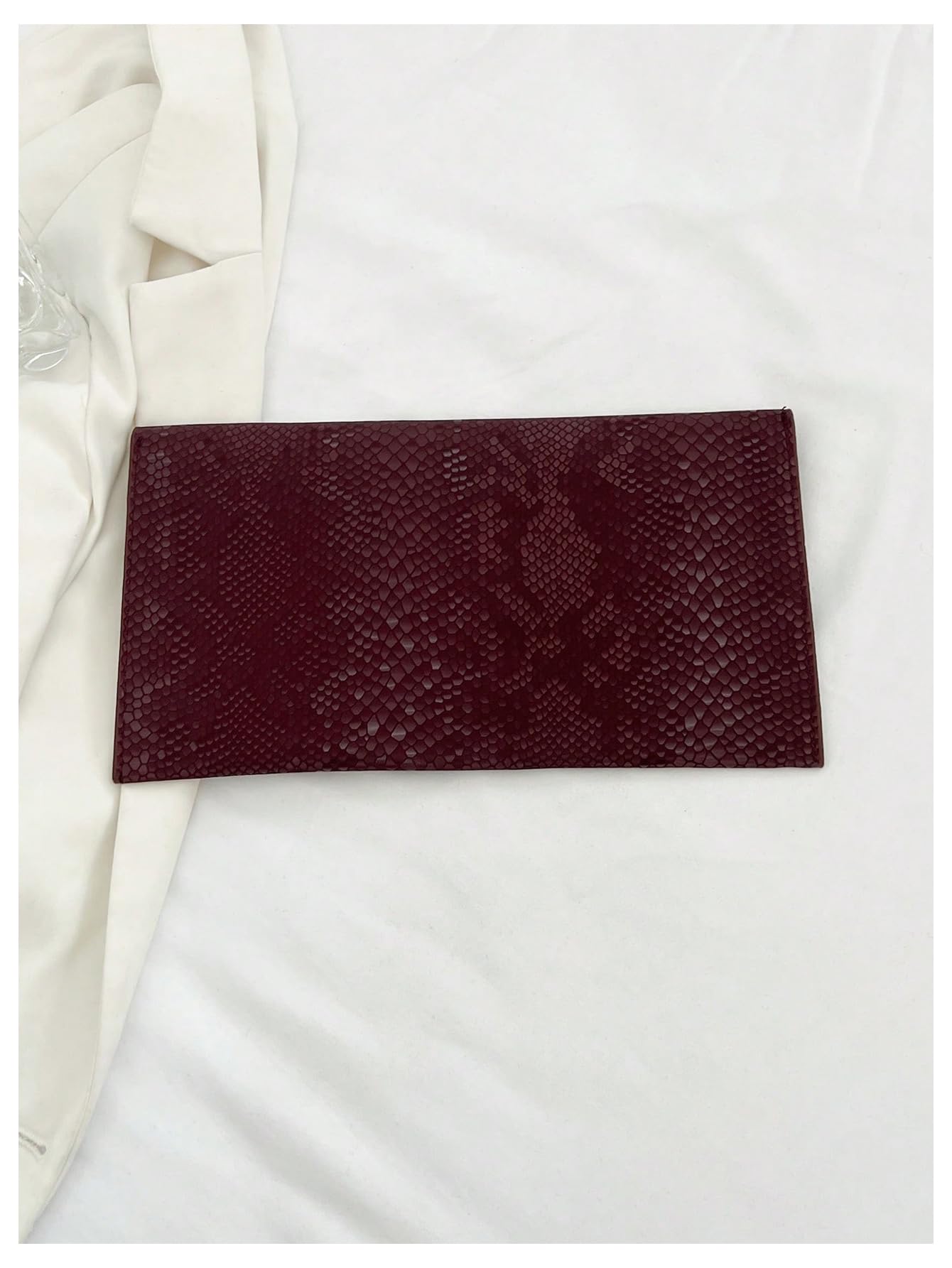 Verdusa Women's Clutch Evening Bags Trendy Envelope Handbags Metallic Purses Burgundy C One Size