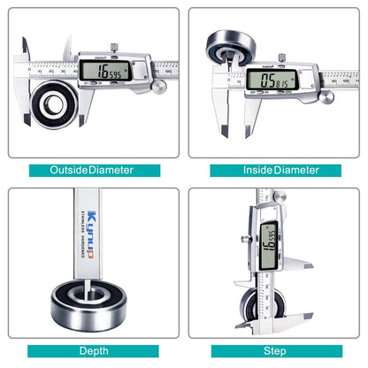 Kynup Digital Caliper, Caliper Measuring Tool, Micrometer Dial Vernier Caliper Digital, Full Turn Off, Stainless Steel, Switch from Inch Metric Fraction (6Inch/150MM)