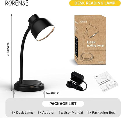 LED Desk Lamp for Office Home,Table lamp,Desk Lamp for College Dorm Room,4 Brightness,Dimmable Table Lamp Eye Caring Reading Light(Black)
