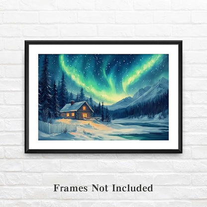 Yesad Aurora Wall Art, Landscape Canvas Wall Art Aurora Borealis Painting Nature Pictures Scenery Prints Poster Wall Décor for Cabin Living Room Bedroom Farmhouse Décor (Unframed,30”x20”, Aurora)