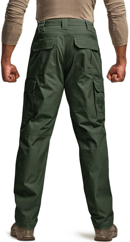 CQR Men's Tactical Pants, Water Resistant Ripstop Cargo Pants, Lightweight EDC Work Hiking Pants, Outdoor Apparel, Raider Green Kelp, 34W x 32L