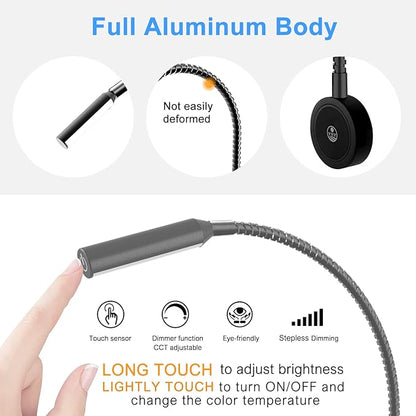 VST Books Lights for Headboard, Bedside Wall Mounted Reading Lamp, Reading Light Touch to Adjust Color Temp (3000K/4000K/6000K) and Brightness, USB/Type-C Charging Ports, 20W Driver, ETL-Listed