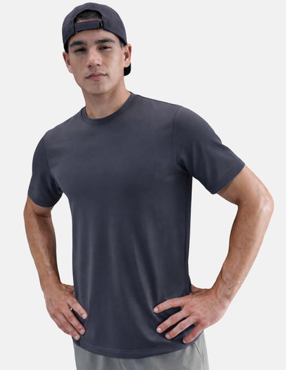 5 Pack Men’s Active Quick Dry Crew Neck T Shirts | Athletic Running Gym Workout Short Sleeve Tee Tops Bulk (Set 6, Large)