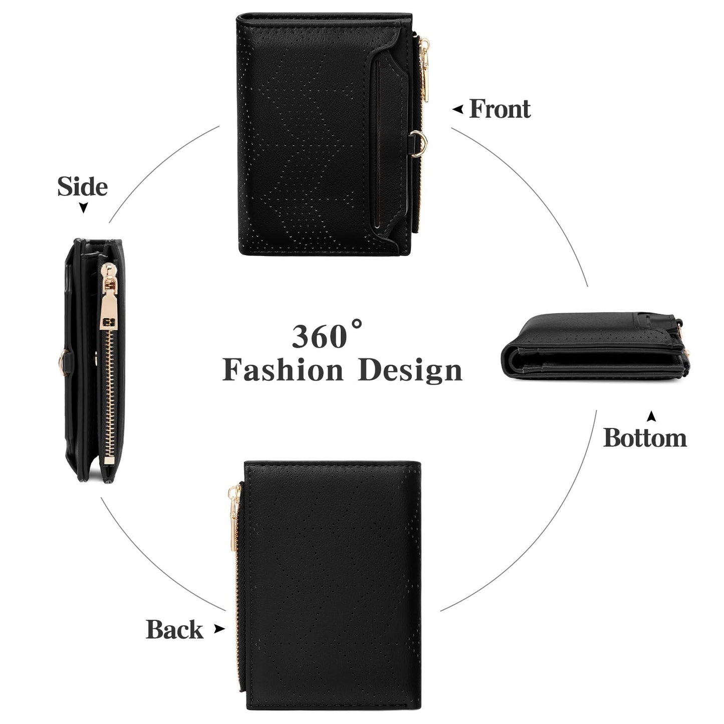 FALAN MULE Small Wallet Women RFID Blocking Bifold Compact Card Holder Vegan Leather Wallet for Women with ID Window