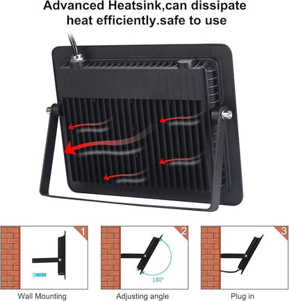 Black Lights HWay 200W LED Black Purple Lights Flood Light with Plug(6ft Cable) for Blacklight Party, Stage Lighting, Aquarium, Body Paint, Fluorescent Poster, Neon Glow in The Dark Night