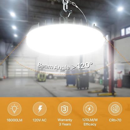 Smart Shop Lights 150W - Micware Sensor 18000LM UFO LED High Bay Light with Multi-Function Remote, 10%-100% Dimmable IP65 Waterproof 5000k Garage Lighting 2 Packs (Old Remote)