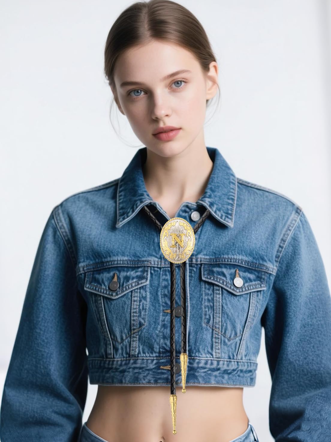 Jeilwiy Bolo Tie Necklace for Women Western Bolo Tie N Cowboy Ties Jewelry Rodeo Necklace Leather Necktie Bolero Ties