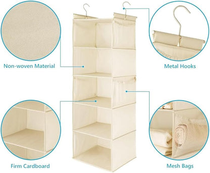 MAX Houser 5 Shelf Hanging Closet Organizer, Space Saver, Cloth Hanging Shelves