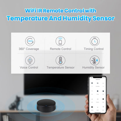 WiFi Smart Remote Controller Smart Home Infrared Universal Remote Blaster,One for All Control AC TV DVD CD AUD Air Conditioner SAT etc,No Hub Required Compatible with Alexa and Google Home(IR)