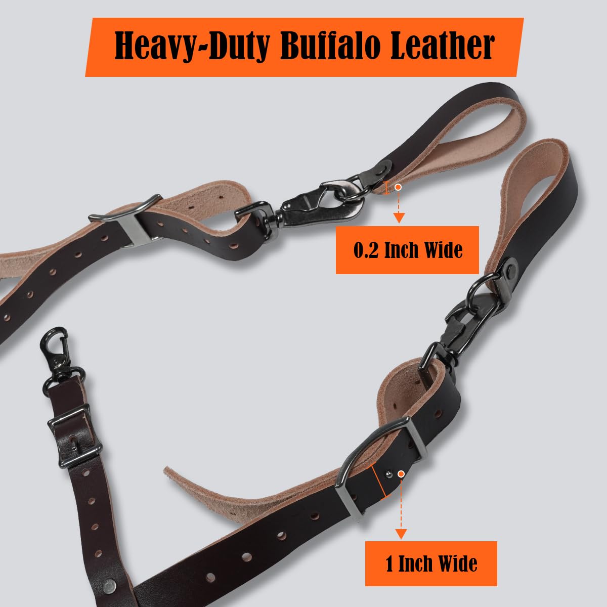 WELKINLAND Top-Grain Tool Belt Suspenders, Heavy-Duty Tool Belt Suspender For Men, Comfy Padded Tool Belts Suspenders, Adjustable Extra-Thick Leather Tools Belt Suspenders For Men
