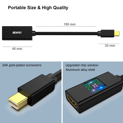 BENFEI Mini DisplayPort to HDMI Adapter 2 Pack, Mini DP(Thunderbolt) to HDMI Converter Gold-Plated Cord Compatible for MacBook Pro, MacBook Air, Mac Mini, Microsoft Surface Pro 3/4, etc