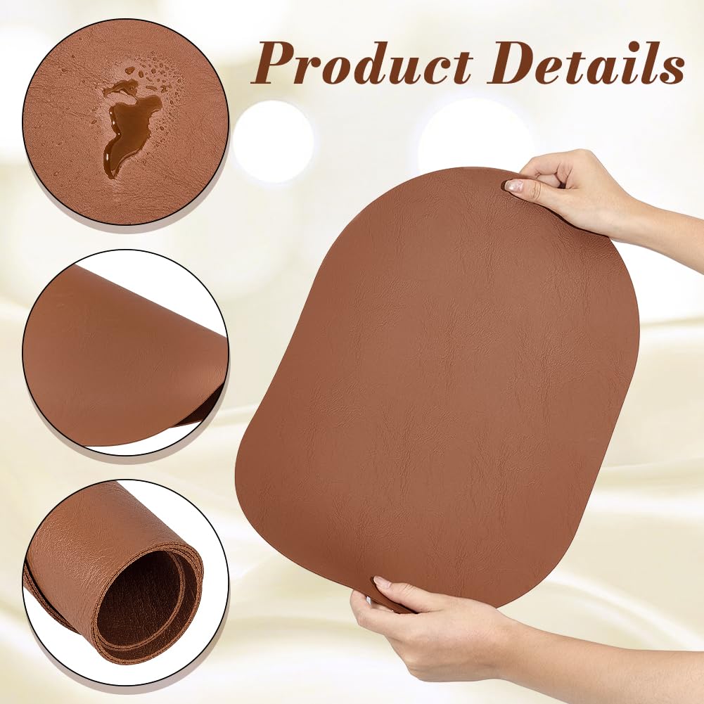 INTERWARM 10Pcs Waterproof PU Table Mats, 11.8x17.5Inch Oval Reversible Placemat Wipeable Washable Place Mats Faux Leather Placemats for Kitchen Dining Room Patio Indoor Outdoor, Peru