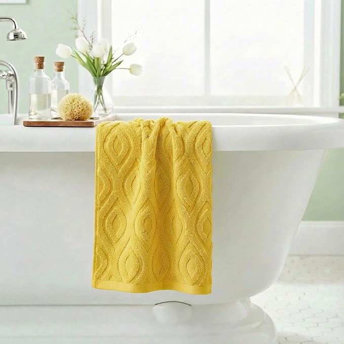 Artoid Mode 1 Pc Yellow 3D Diamond Grid Jacquard Hand Towels