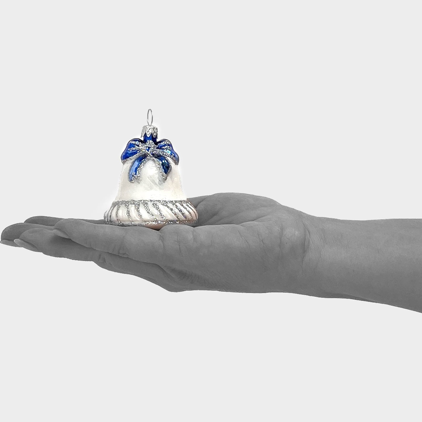 Polish Gallery Mini Glass Tree Ornaments White Jingle Bell Handcrafted Mouth Blown Glass 1 Inch Mini Ornaments Tiny Christmas Ornaments Made in Poland
