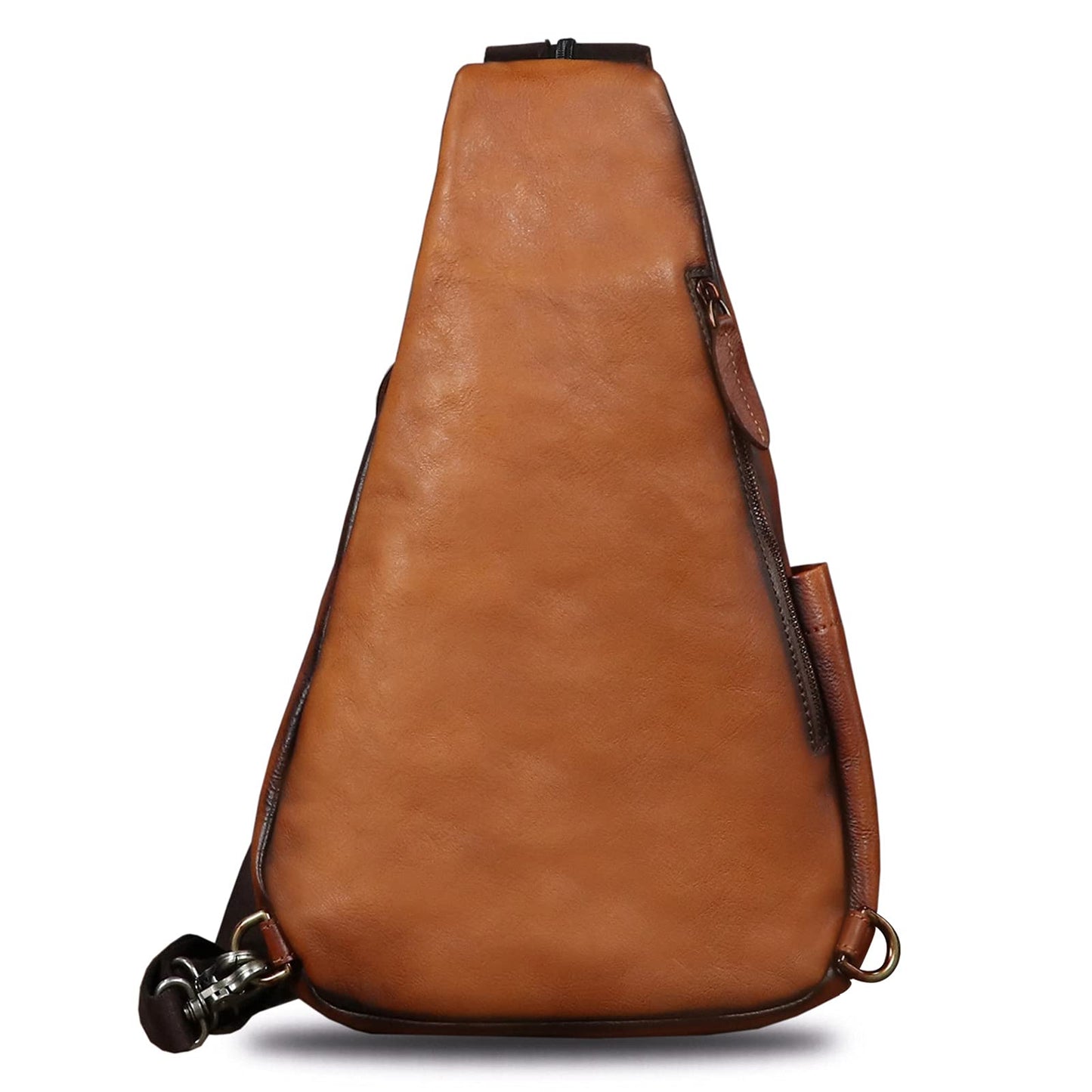 Genuine Leather Sling Bag for Men and Women Vintage Sling Backpack Shoulder Crossbody Bag Chest Bag for Ipad (Brown)
