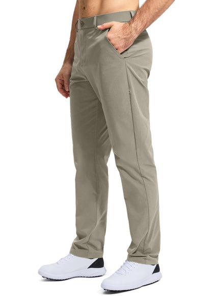 Pudolla Men's Golf Pants Work Dress Comfy Pants Casual Slacks Trousers with Pockets(Stone_Grey 38Wx32L)