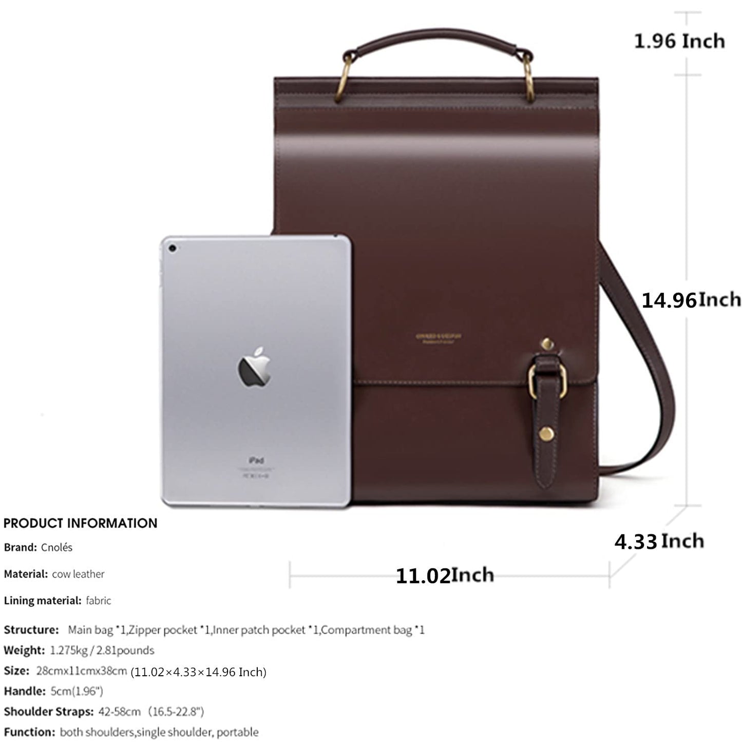 Cnoles Leather Backpack Purse For Women Fashion Ladies Vintage Bags Casual College Travel Backpacks Large bag Brown