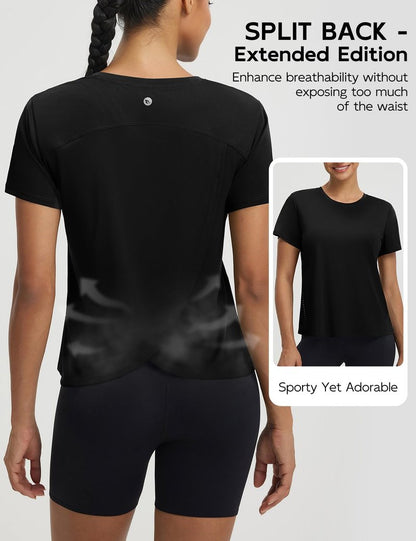 baleaf Women's Short Sleeve Workout Shirts Athletic Tops Sun Protection Breathable T-Shirts Quick Dry Gym Running Tennis