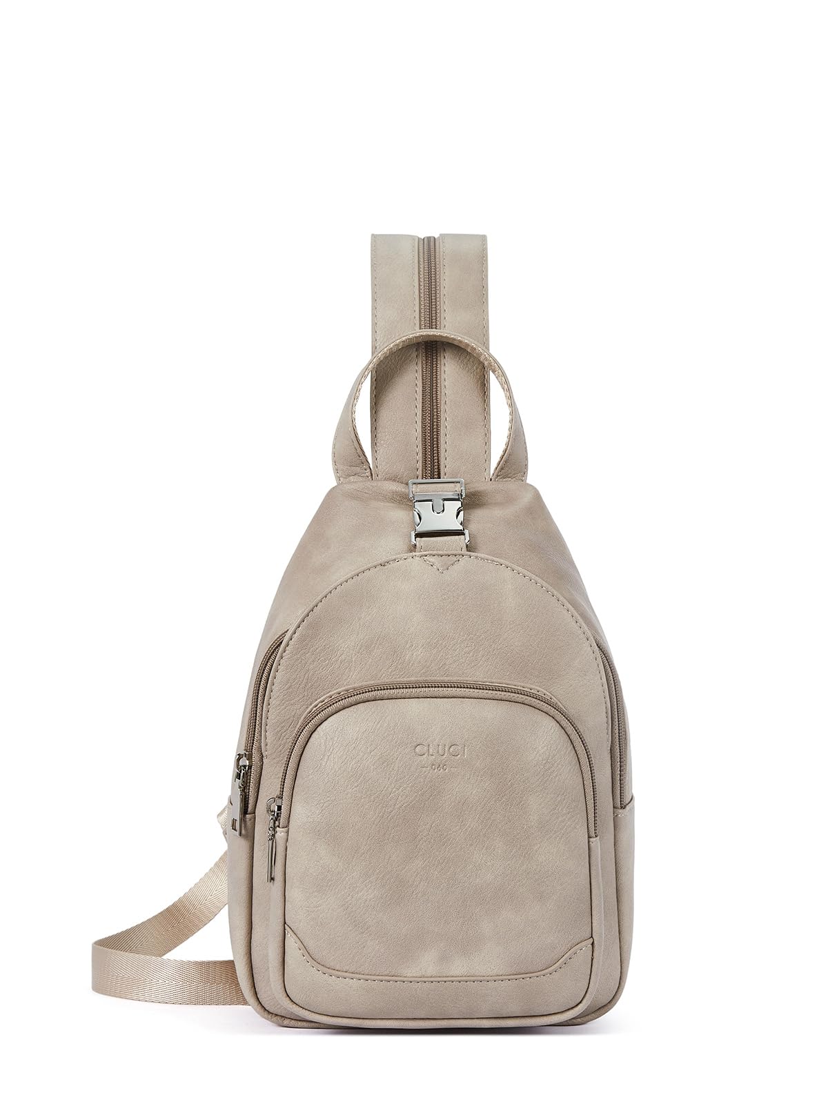 CLUCI Leather Sling Backpack for Women - Small Convertible Crossbody Bag for Travel