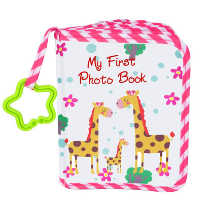 AUVCAS Baby Photo Album Soft Cloth Photo Book First Year Memory Album Shower Gift for Babies Newborns Toddlers & Kids,Holds 4x6 Inch Photos. (Pink)