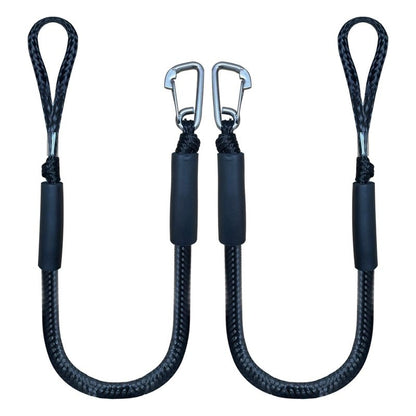 4 Feet Bungee Dock Line Mooring Rope 2-Pack for Docking with Stainless Steel Clip Accessories for Boats PWC, Built in Snubber, Kayak, Watercraft,SeaDoo,Jet Ski, Pontoon, Canoe, Power Boat