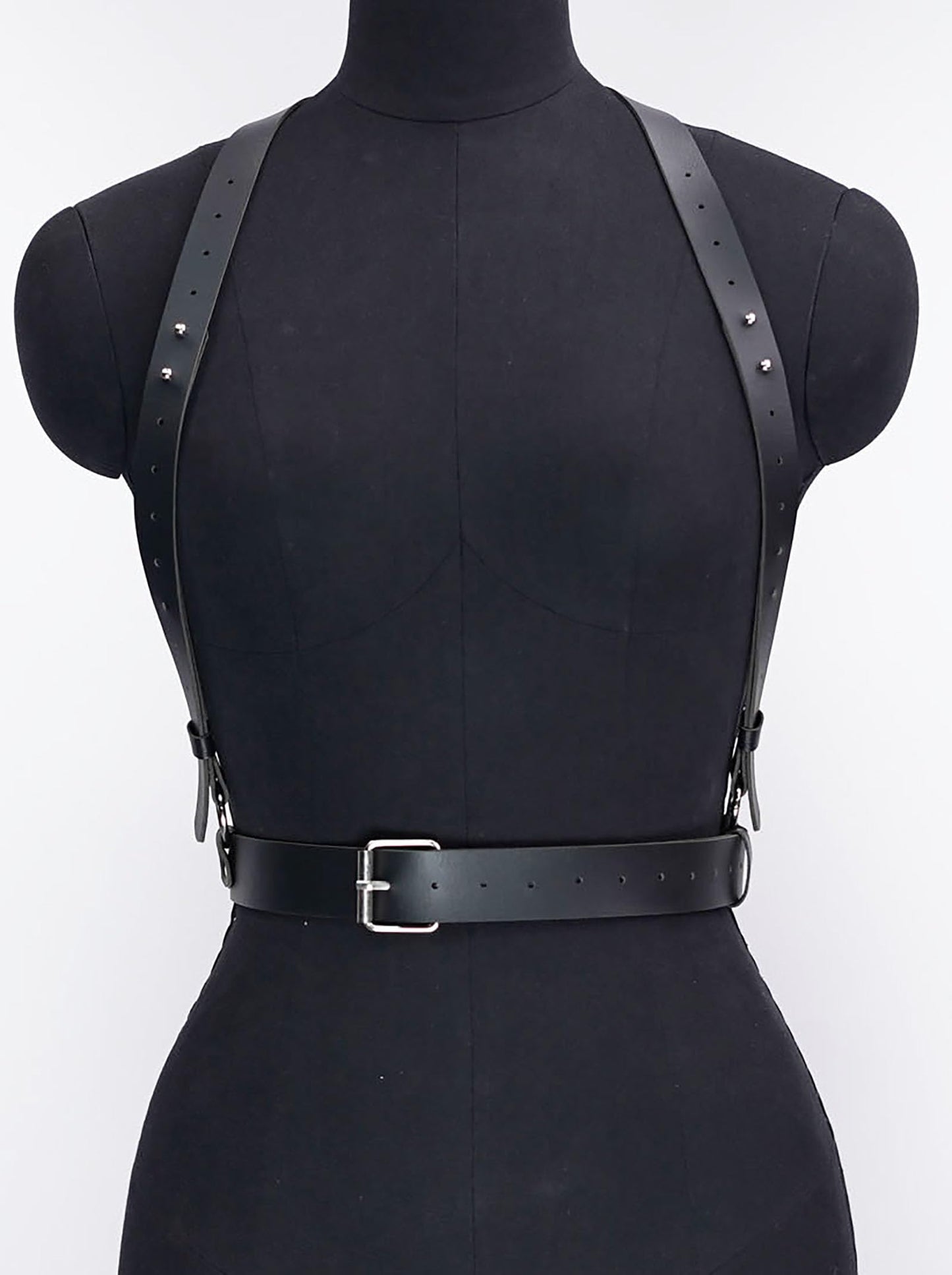 WARANDOD Women’s Adjustable Faux Leather Wide Waist Belt with Shoulder Straps, Gothic Punk Harness Style Fashion Belt, Alloy Buckle Accessory(Waist 26.0-35.4in)