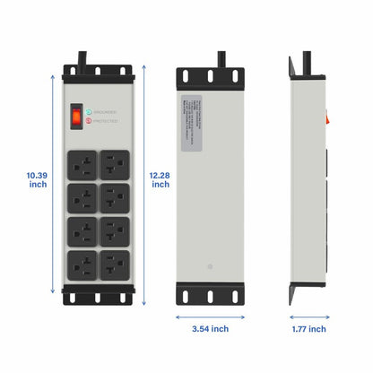 CCCEI Heavy Duty Power Strip Surge Protector 20 AMP Switch, 12 Gauge Extension Cord with Multiple Outlets, Industrial, Shop, Garage High Amp Wall Mount Electric Extender. 6FT, Grey.
