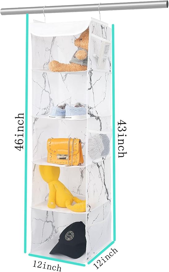5 Shelves Hanging Closet Organizer, 2 Pack Hanging Storage