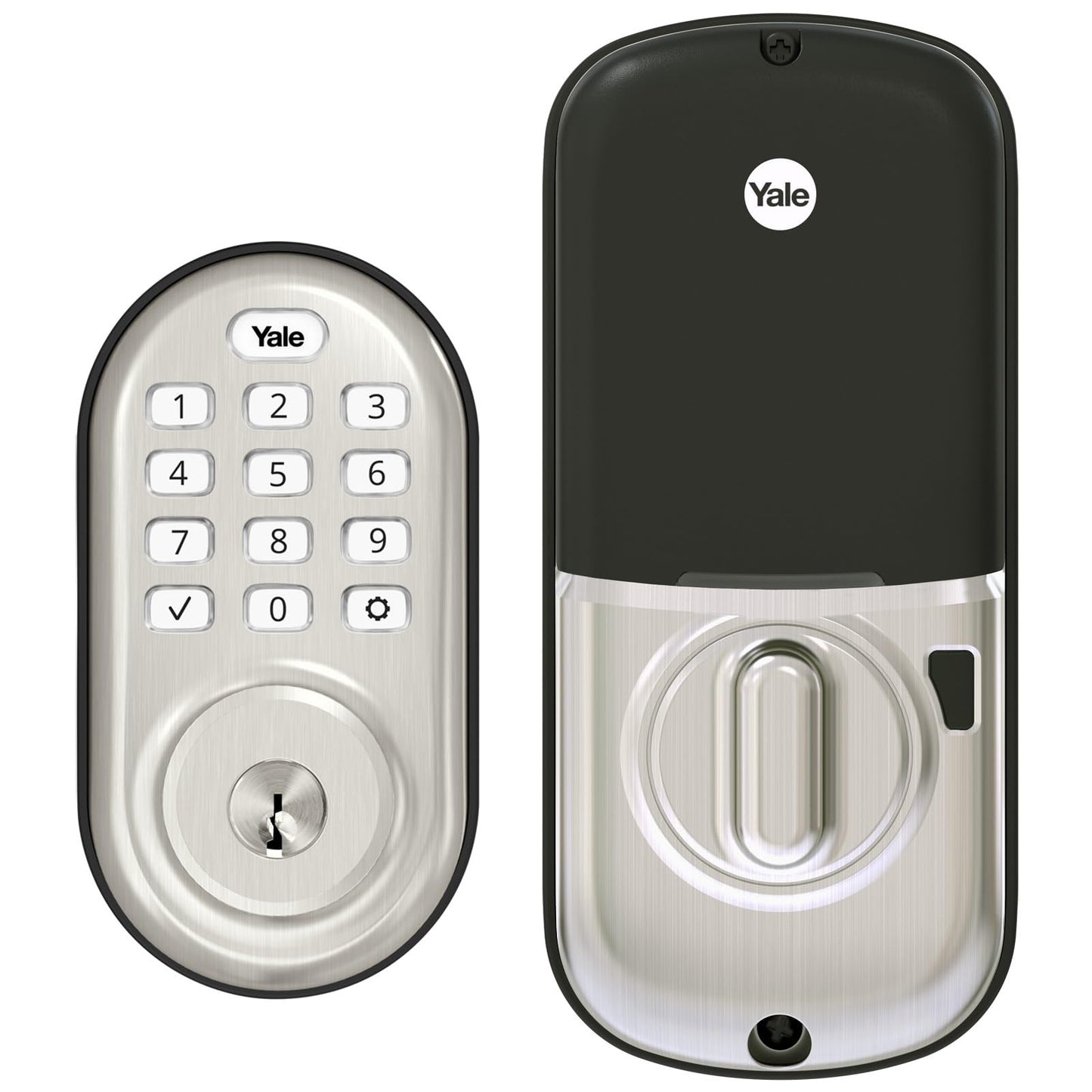 Yale Assure Lock Deadbolt, Satin Nickel Digital Touchscreen Keypad with Z-Wave and Backup Key for Front or Back Entry Door, YRD226-ZW2-619