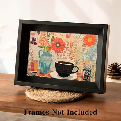 Yesad Vintage Coffee Art Print, Coffee Bar Décor Kitchen Art Canvas Wall Art Pictures Poster Prints Retro Décor Home Décor for Living Room Farmhouse Dining Room Wall Décor (Unframed,30”x20”, Coffee8)