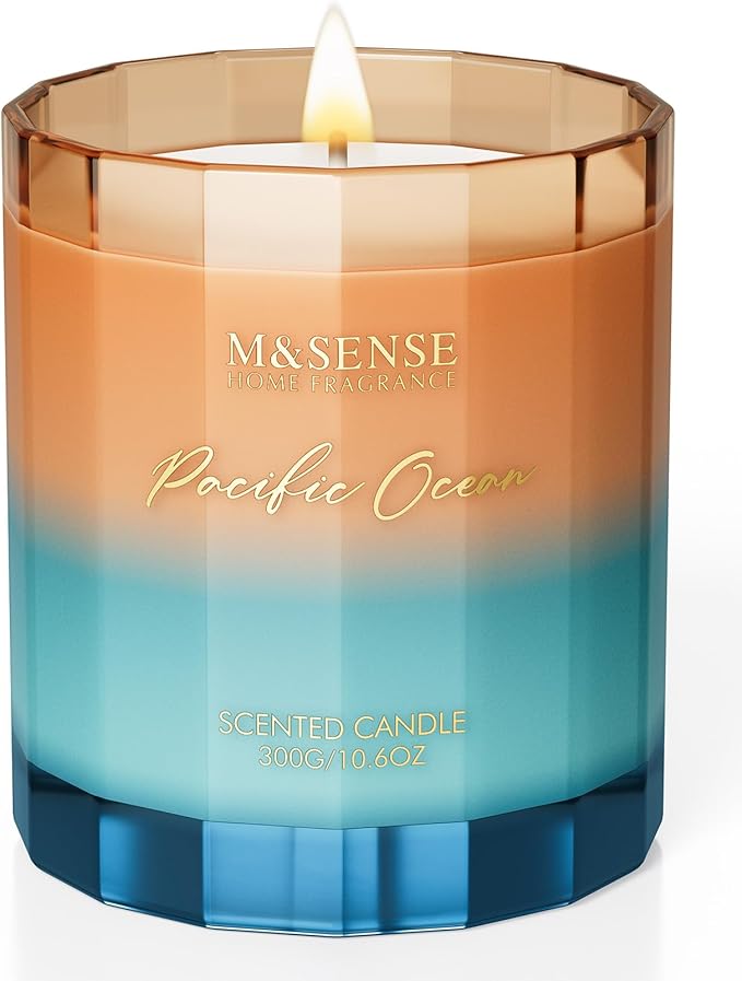 M&SENSE 10.6oz Natural Soy Wax 60-Hour Slow Burning Non Toxic Aromatherapy Candle for Home Decor & Bath Luxury Gifts, Summer Ocean