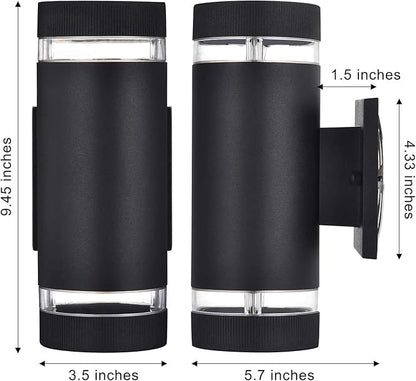 Outdoor Wall Sconce Exterior Lighting Fixture - ETL Listed,Aluminum Waterproof Wall Mount Cylinder Design - Up Down Light Fixture for Porch, Garage and Patio