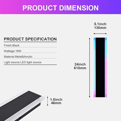 2 Pack LED RGB Outdoor Long Wall Lights,24 inch Outdoor Linear Light for Porch,Dimmable Wall Mounted Light Fixtures,Exterior Long Linear Lighting,Outside Lighting for Patio,House Front Door