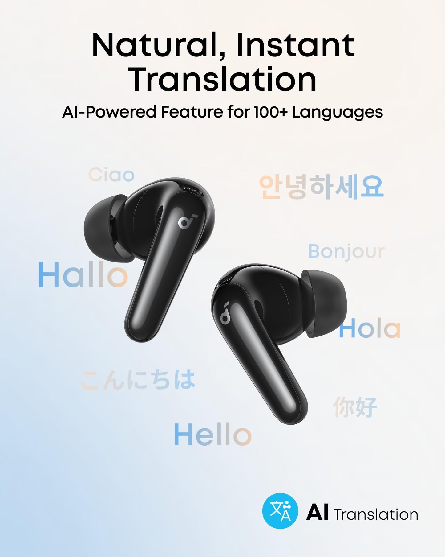 Soundcore P31i by Anker, Real-Time Adaptive Noise Cancelling, Hi-Res Sound, Translation Earbuds, 50H Playtime, Wireless Earbuds, Bluetooth Earphones, Spatial Audio, Fast Charging, IP55 (Black)