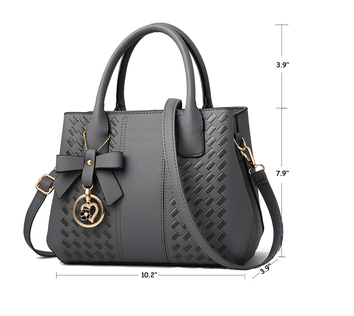 Jeniulet Purses and Handbags for Women Fashion Ladies PU Leather Top Handle Satchel Shoulder Tote Bags Dark Gray 10.2" x 3.9" x 7.9"