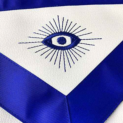 Masonic Apron Administrator Edition Synthetic Leather Blue Grosgrain Ribbon Borders