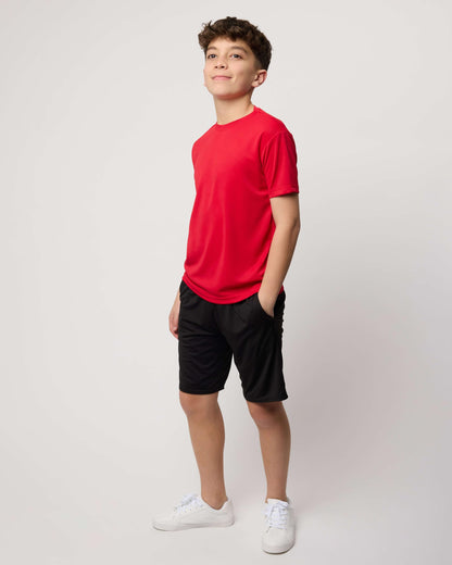 Real Essentials 5 Pack: Boy's Active Athletic Short Sleeve Performance Shirt Cooling Wicking T Shirts Activewear 6-18 Years -Set 11,XL 16-18