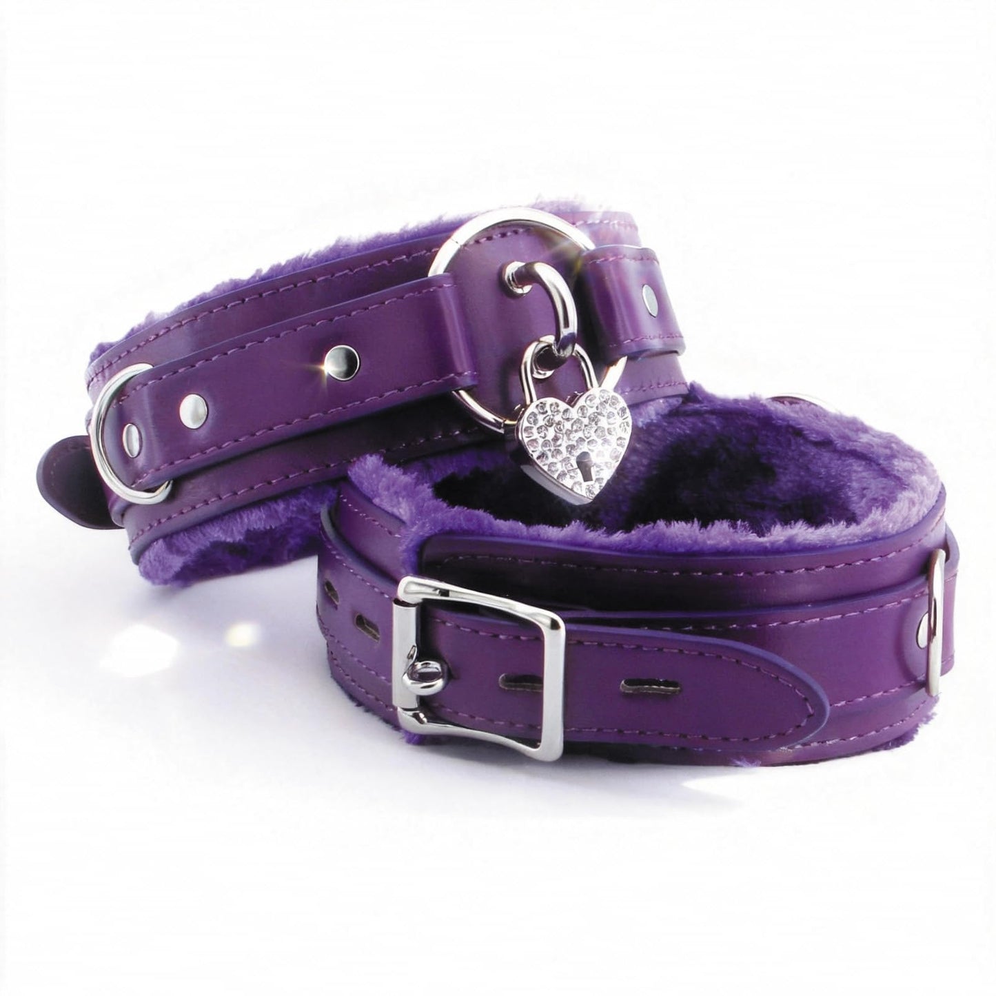 NouAn Leather Choker Necklace for Women - Gothic Collar Choker with Heart Love Lock And Soft Inner Lining - Adjustable Fit for Daily Wear and Themed Occasions Black Bling Lock Purple