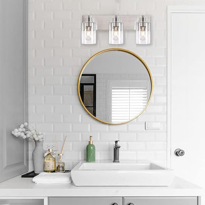 3-Light Bathroom Vanity Light Fixtures,Modern Wall Sconces,Bathroom Lights Over Mirror,Wall Mounted Lamp for Kitchen Living Room Bedroom Hallway,Brushed Nickel Finish with Clear Glass Shade