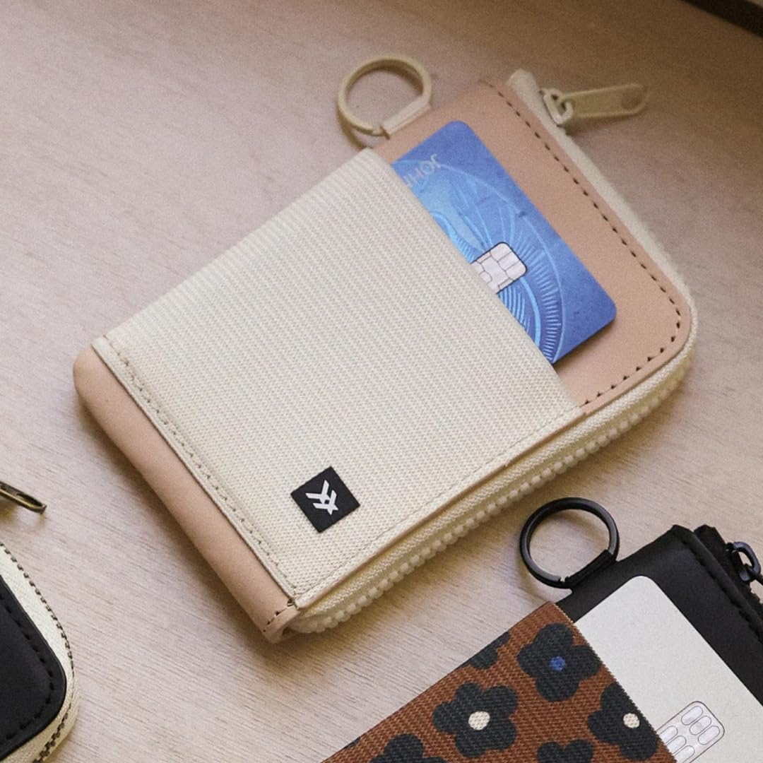 Thread Wallets RFID Blocking Leather Zip Wallet with Card Holder for Men and Women (Off White)