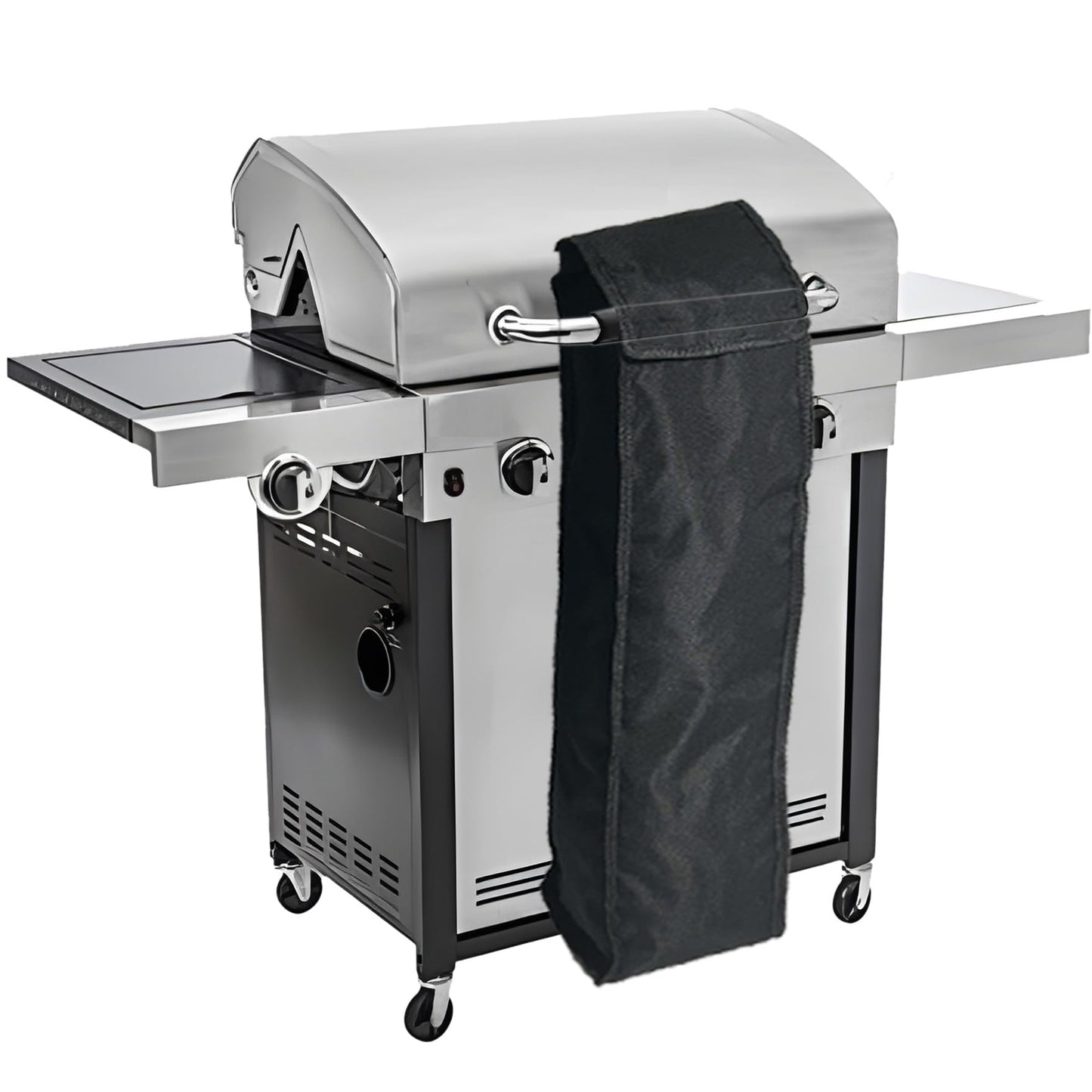 Klmnop 2 Pcs Grill Utensil Storage Bag, 24 "Thick Canvas Grill Accessory Storage Bag with Handle and Waterproof Oxford BBQ Tool Bag for Camping Hiking Barbecue(Black)